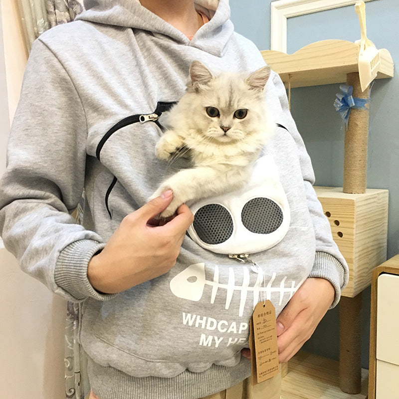 Women’s Hoodie Sweatshirt with Cat Pouch - Long Sleeve