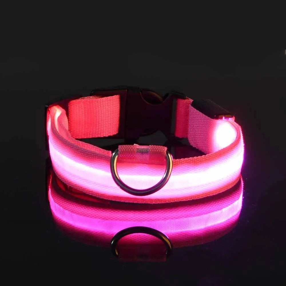 Nylon LED Safety Flashing Glow Dog Collar