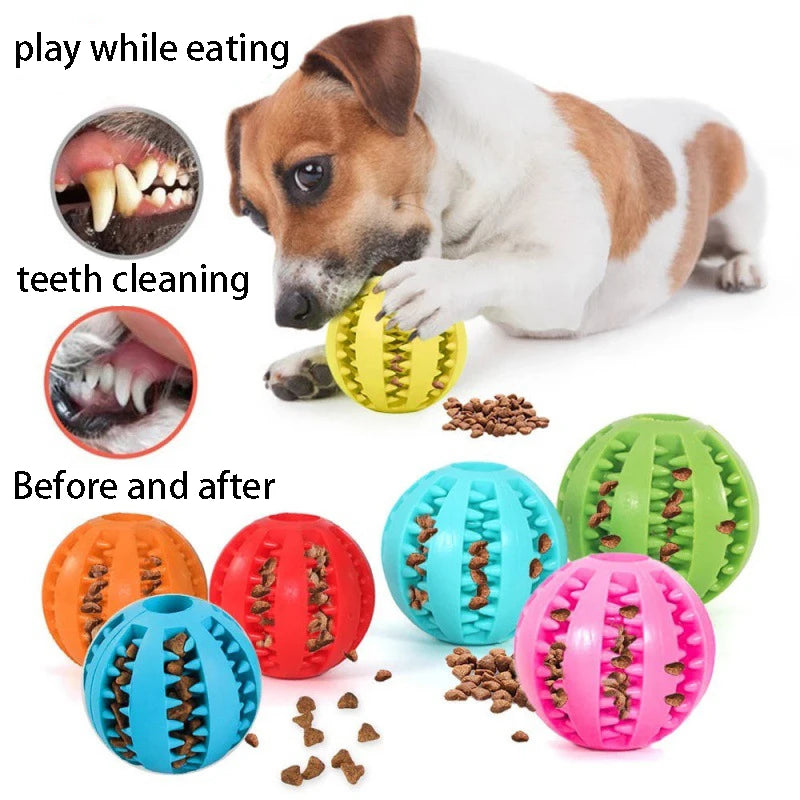 VZZ Natural Rubber Dog Chew Toy Interactive Treat Ball