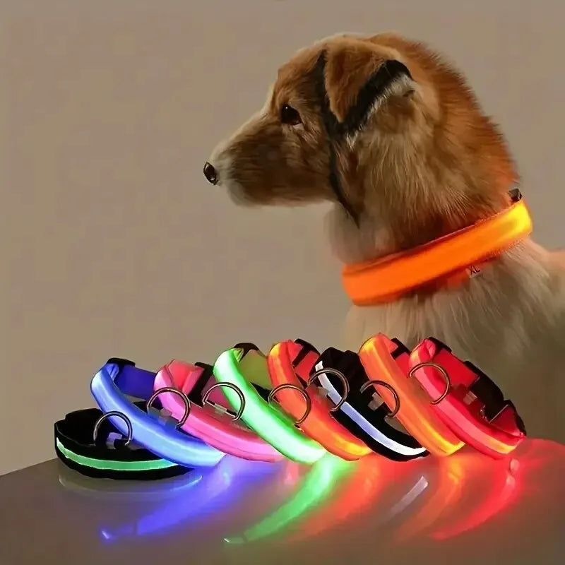 Nylon LED Safety Flashing Glow Dog Collar