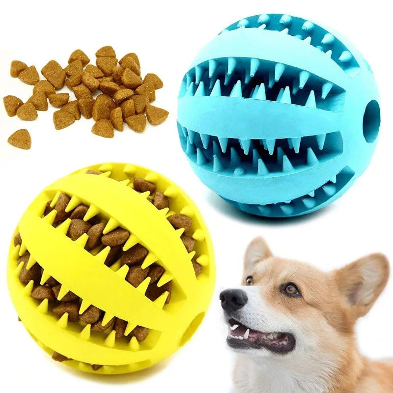 VZZ Natural Rubber Dog Chew Toy Interactive Treat Ball