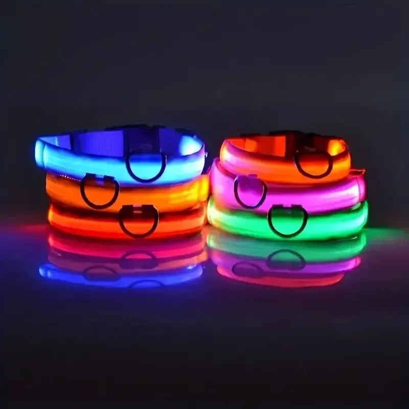 Nylon LED Safety Flashing Glow Dog Collar